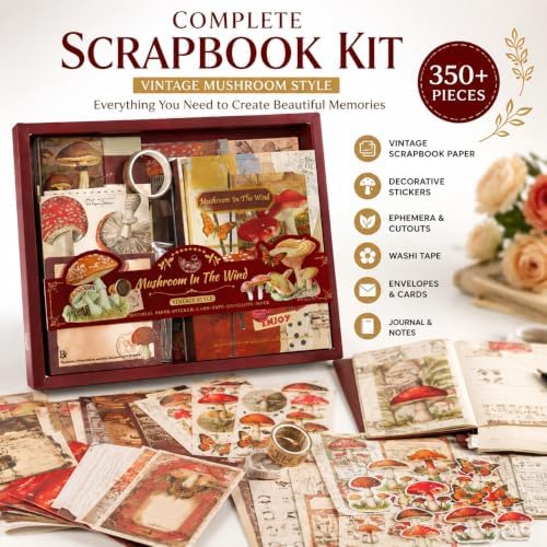 Scrapbook Kit, 350+ PCS Scrapbooking Supplies Set with Vintage Scrapbook Paper, Scrapbook Stickers, Ephemera, Vintage Decorations, Complete Junk Journal and DIY Memory Book Kit - Image 2