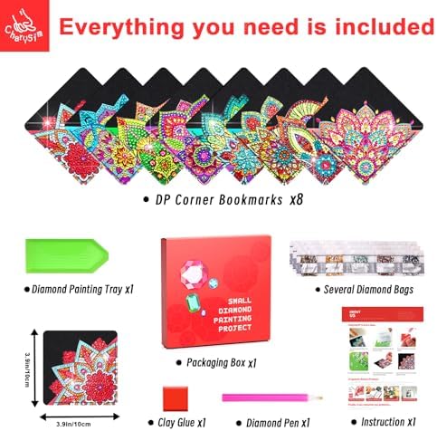 8 PC Diamond Art Corner Bookmarks Kit for Adult Gem Craft Christmas Women - Image 6