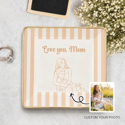 Personalized Photo Ring Dish with Name Custom Picture Jewelry Trinket Tray Ceramic Keepsake Gift for Best Friend Birthday Wedding Mother's Day - Image 3