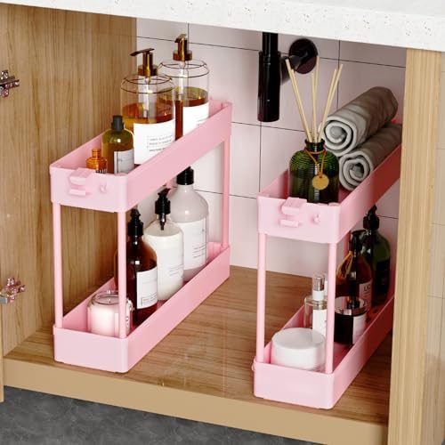 SPACEKEEPER Slim Rolling Storage Cart, 4 Tier Bathroom Cart Organizer, Pink - Image 2