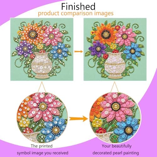 Framed Button Art Kit 11.8" DIY Mosaic Craft for Adults(White Vase) - Image 2