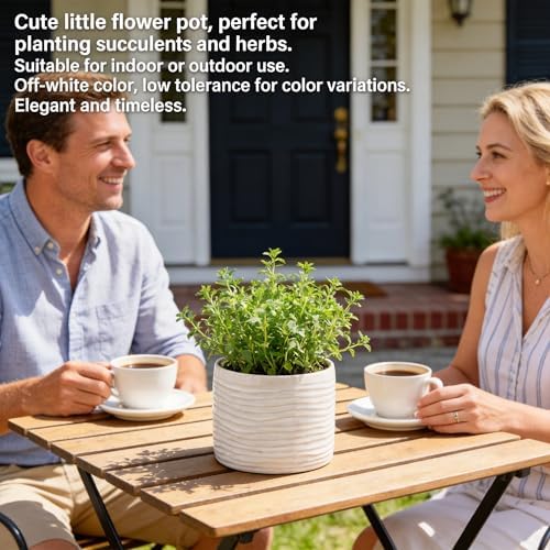 Plant Flower Pot, Small Ceramic 5" Modern Flower Pots for Home Office Indoor Outdoor Planters, Planter for Orchid Succulent Cactu Floral, Handmade Ceramic Vase (Without Drainage) - Image 4