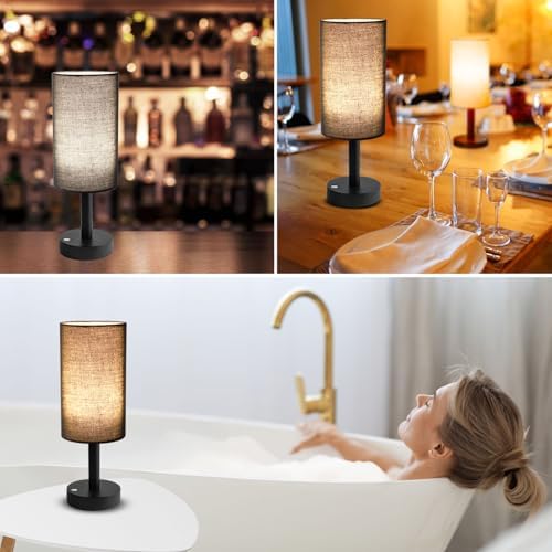 LALISU Cordless Table Lamp, 3 Color Portable Battery Lamp Wood Base Touch - Image 4