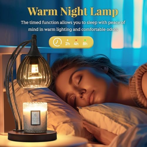 Candle Warmer Lamp with Timer Dimmer - Electric Light Wax Warmer for Jar Candles - Lamp with 2 Bulbs, Unique Birthday Gifts for Women Mom House Warming Gifts New Home Decor - Image 4
