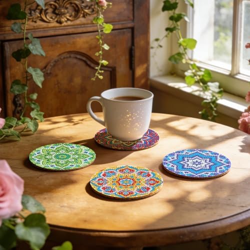 Leatrice Mandala Diamond Art Coasters Set Diamond Painting Kits for Adults - Image 5