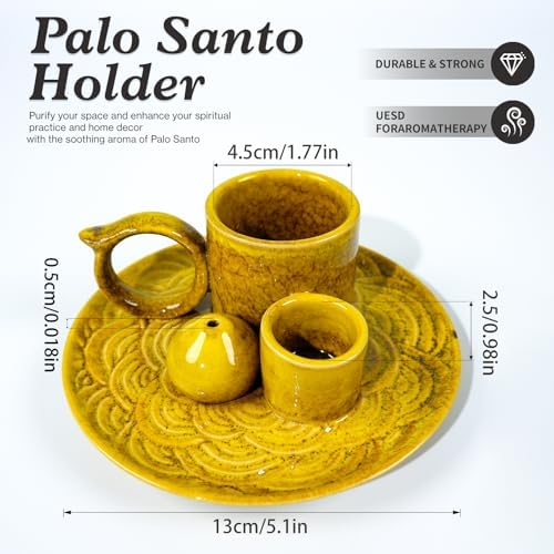 5 in 1 Ceramic Incense Holder for Palo Santo, Sage, Sticks, Cones, Candle - Image 2