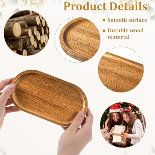 Small Acacia Wood Serving Trays, Wooden Salt and Pepper Mill Tray - Image 5