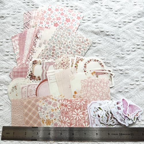 100PCS Vintage Floral Scrapbook Paper,Textured Paper Assorted Set - Image 6