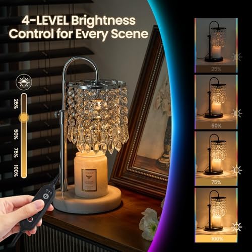 Candle Warmer Lamp with Timer Dimmer and 3 Bulbs, Lamp Candle Warmer with Marble Base,Wax Melt Warmer for Jar Candles, Birthday Gifts for Women Mom, House Warming Gifts New Home Decor - Image 6
