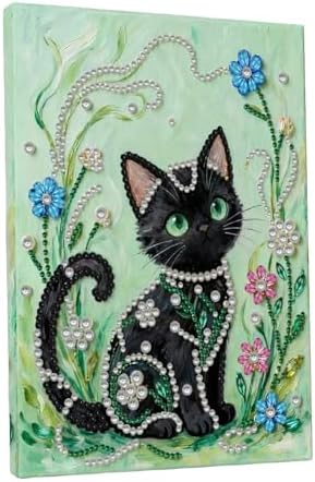 DIY Pearl Painting with Frame, Creative Design, Handmade Stress-Relieving Home Wall Decoration, Includes Frame and Tools-Black Cat by Unknown