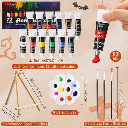 Cholemy 36 Pcs Paint and Sip Kit Gift for Adults 8''x10'',Halloween Pumpkin - Image 4