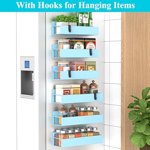 HuggieGems Metal Magnetic Spice Rack for Refrigerator Blue, 6 Pack - Image 2