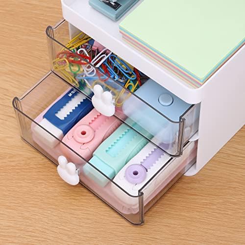 LETURE Small Desk Organizer With Drawer, Office Desktop Storage Box, Business Card/Pen/Pencil/Mobile Phone/Stationery Holder Storage Box, Makeup Organizer for Office School Home (White) - Image 6