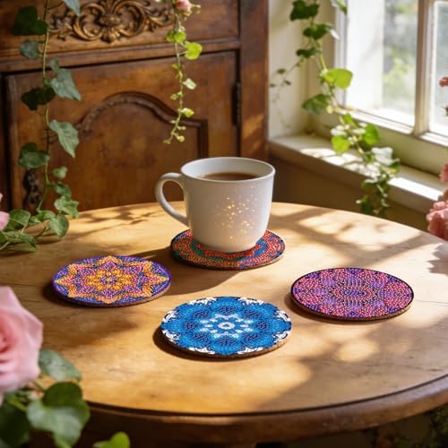 Leatrice 8pcs Mandala Diamond Art Coasters Diamond Painting Kits for Adults - Image 5