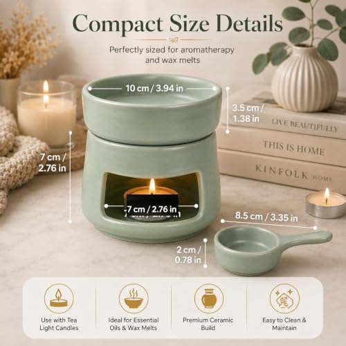 Bighan Tea Light Candle Holder Ceramic Oil Burner Tealight Wax Warmer - Image 2