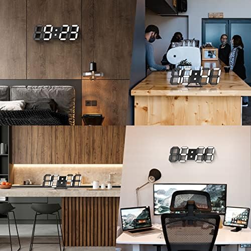 3D LED Desk & Wall Clock with Remote Control, 9.7 Inch, Black - Image 5