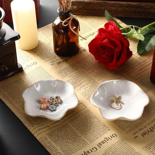 Teenyyou 8 Pcs Ceramic Jewelry Dish Bulk Small Trinket Tray, White - Image 5