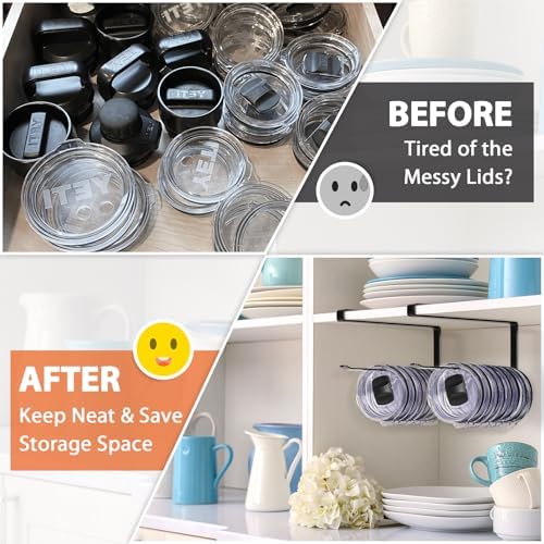2 Pack Tumbler Lid Organizer, Versatile Tumbler Storage Holds 20 Lids Black - Image 5