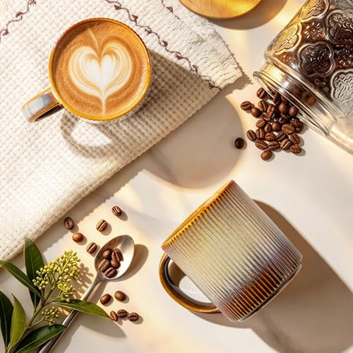 theterra Ceramic Coffee Mugs Set of 6, 14.2 oz Coffee Cups with Handle - Image 2