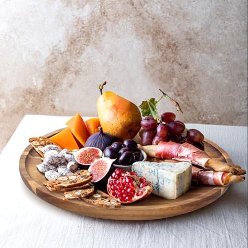 Acacia Round Wood Serving Tray for Ottoman Coffee Dining Table Decorations - Image 6