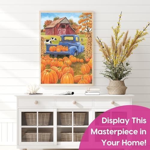 Pumpkin Patch Diamond Art Kit for Adults Fall Truck Dog 5D Painting 12x16 - Image 2