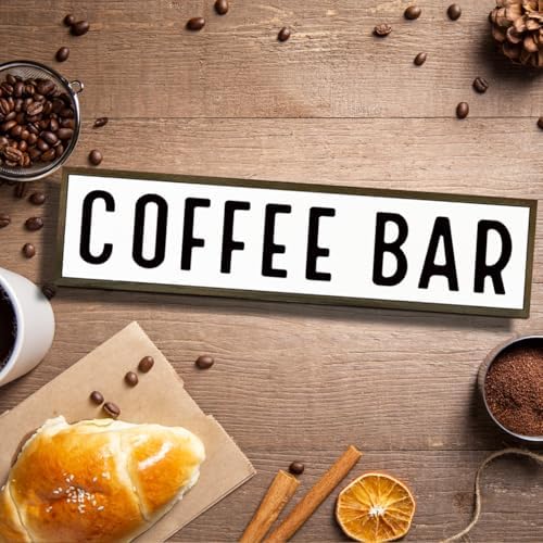 Coffee Bar Signs for Kitchen, Farmhouse Decor for Shelf, Rustic Wooden Wall Hanging Sign, Coffees Decoration for Cafe, Bar or Coffee Corner, Decorative Wooden Box Signs, 17.8x4x1.2 inches - Image 4