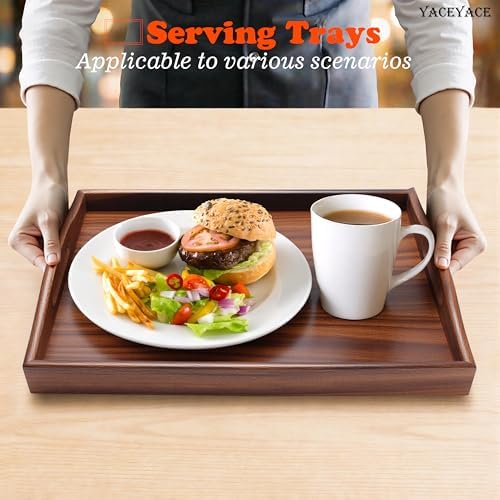 Small Serving Tray with Handles, 12"x8"x2" Wooden Tray - Image 7