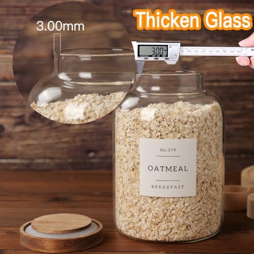 CZSZYGHBAO 2 PCS Large Glass Jar with Airtight Lid, Glass Food Storage Jars for Tea,Spice,Cereal, Egg,Flour,Coffee and More(70 FL OZ/2000 ml) - Image 3