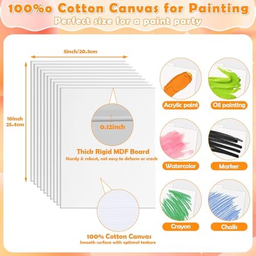10 Pack Paint and Sip Kit for Adults, 8x10 in Canvas Painting Kit for Party - Image 3