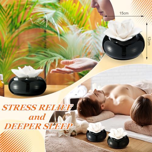 Honeydak 1 Pcs Ceramic Essential Oil Diffuser, Non Electric,White Lotus - Image 2