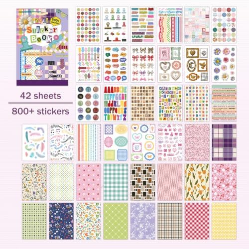 PRSTINCOL Vintage Sticker Book 42 Pages 800 Plus Stickers Mixed Designs - Image 2