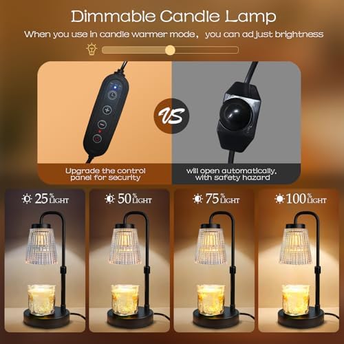 Banbanda Candle Warmer Lamp with Timer: Mothers Day Gifts, Birthday Gifts for Women, House Warming Gifts New Home Decor – Height Adjustable Candle Lamp - with 2 Bulbs - Image 2