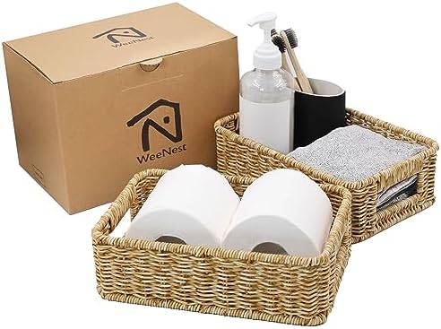 WeeNest Baskets for Organizing, Basket Small, Oat Milk, Set of 2 by WeeNest