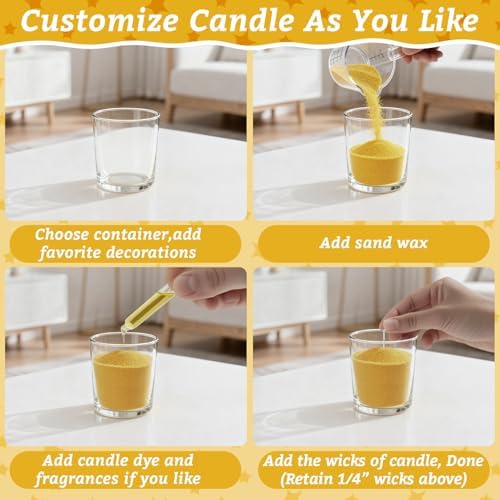 Sukh 15oz Sand Candles with Wicks - Colored Candle Sand Refillable Wax - Image 6