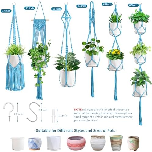 SFENNGPET Macrame Plant Hangers, 6Pack Hanging Planters for Indoor Plants - Image 7
