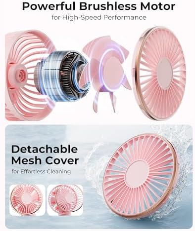 TUNISE Portable Handheld Fan, 4000mAh, 180 Adjustable, 6 Speed Wind, USB Rechargeable Foldable Fan with Real-Time Display - Image 3