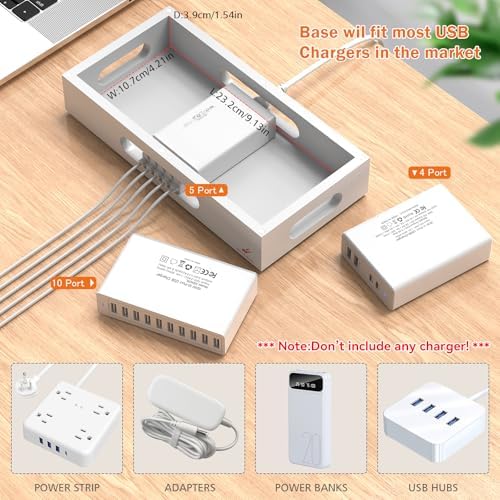 Pezin & Hulin Bamboo Charging Station with 5 Cables-Natural+White - Image 5