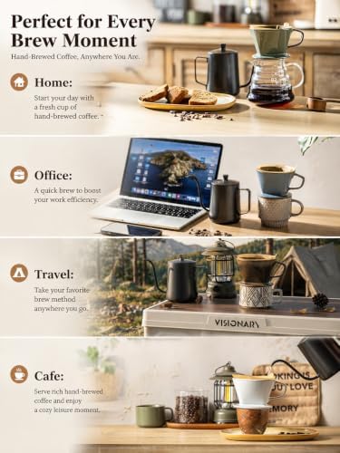Gomakren Pour Over Coffee Maker 3 Hole Cone Brewer, Ceramic Coffee Dripper - Image 7