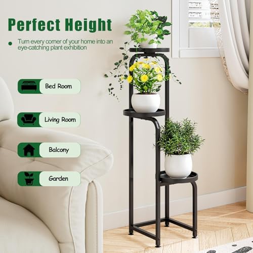 INGIORDAR Plant Stand Indoor Outdoor Corner Tiered Plant Shelf 3 Tier Metal - Image 2