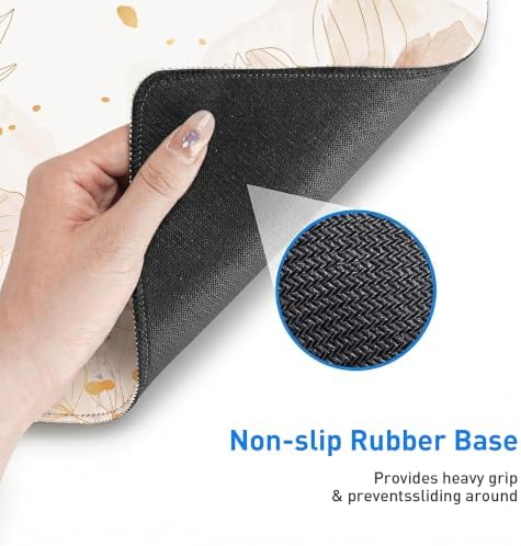 Gold Desk Mat, Aesthetic Floral Large Mouse Pad, 35.4 x 15.7 Inch XXL Keyboard Mat Non-Slip Waterproof Desk Pad, Full Desk Protector for Women Office Home (Champagne) - Image 5