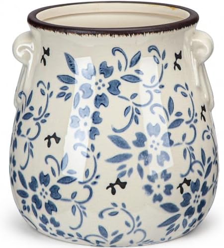 Ceramic Scroll Planter 6.5 Inch, Dark Blue by Unknown