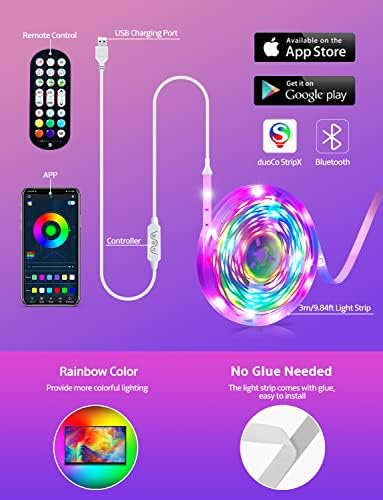 MATICOD LED Lights for TV Led Backlight, 9.84ft RGB Led Strip Lights for TV Lights Behind, USB Led Light Strip for 32-43in TV, Bluetooth APP Control Music Sync Strip Lighting for Christmas Decorations - Image 6