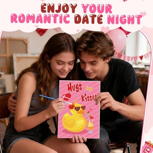 Blosssound 10 Set Valentine's Day Jungle Animals Pre Printed Canvas Pre Drawn Canvas Painting with Easel Kits 5" x 7" Outline Painting Panels for Beginners, DIY Craft Project, Party Favor, Home Decors - Image 5