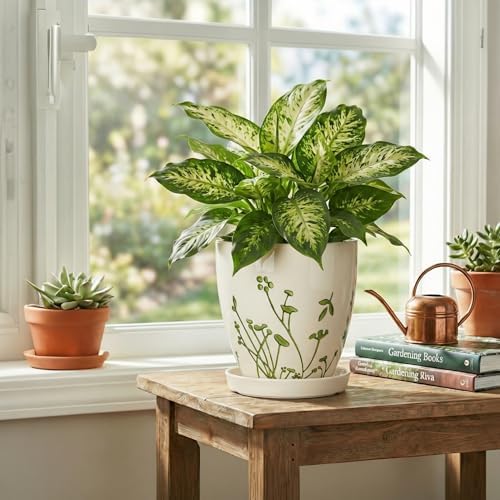 MPotTo 6 Inch Plant Pot, Ceramic Pots for Plants, Grasses White - Image 6
