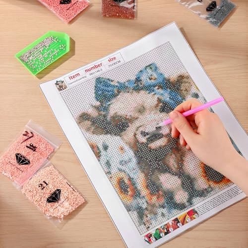 Chunful 6 Pcs Highland Cow Diamond Art Kits for Adults, Baby Cow Diamond Painting Kits for Beginners Crafts Aesthetic Room Decor 5d Craft Wall Decor for Home, 10 x 11.8'' - Image 6