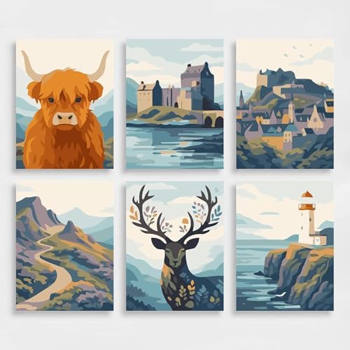 Davincified Scottish Highlands - Mini Paint by Numbers Set by Davincified