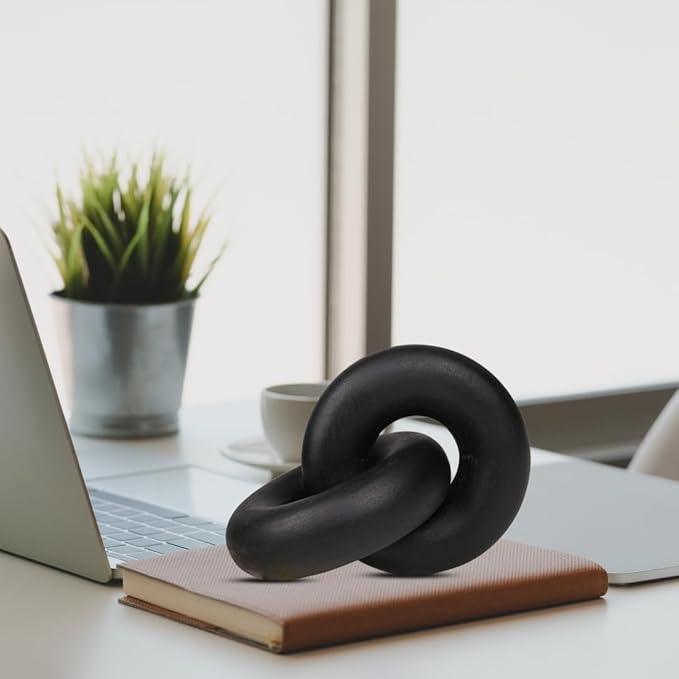 Homebia Designs Decorative Wooden Knot - 7x5.2x3 Inch - Black