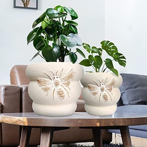 Ceramic Plant Pots, 8+6 Inch, 2 Pcs Indoor Planters with Drainage Holes - Image 3