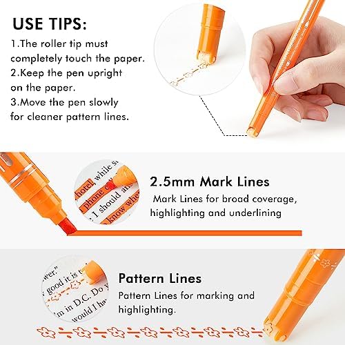 12 Pack Curve Highlighter Pen Set, 6 Different Shapes Dual Tip Marker Highlighters for Journaling Drawing Note Taking,Curve Highlighter pens for Planner Scrapbook School Supplies - Image 2