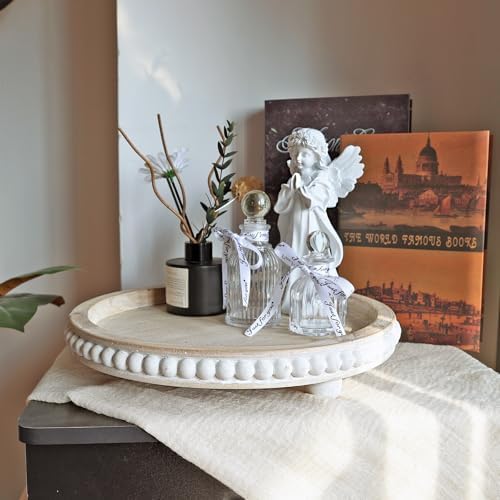 Round Wooden Tray for Decor, Rustic Farmhouse Centerpiece - Image 2